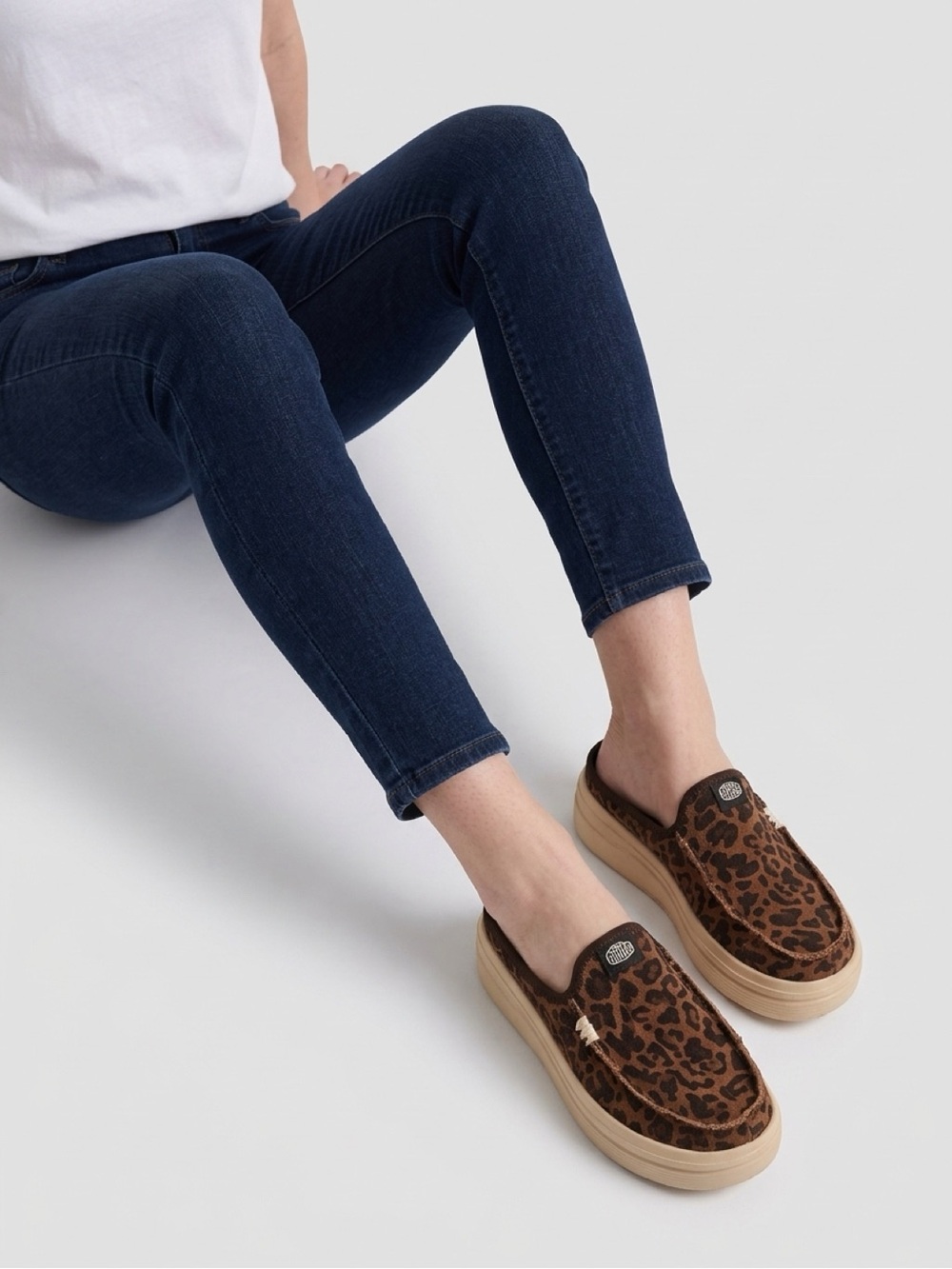 Hey Dude Women’s Leopard Print Slip-On Platform Mules - Brown